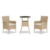 vidaXL 3-delige Bistroset met kussens poly rattan beige