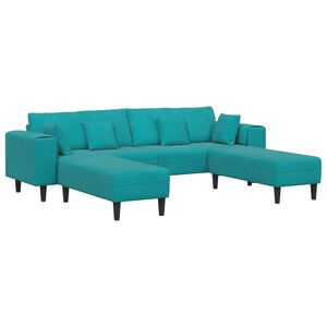vidaXL Bank 3 st Turquoise Fluweel