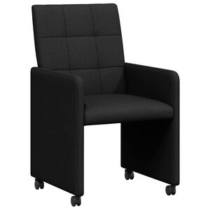 vidaXL Eetkamerstoelen met Wieltjes 2 st Stof Zwart 58 x 65 x 94 cm