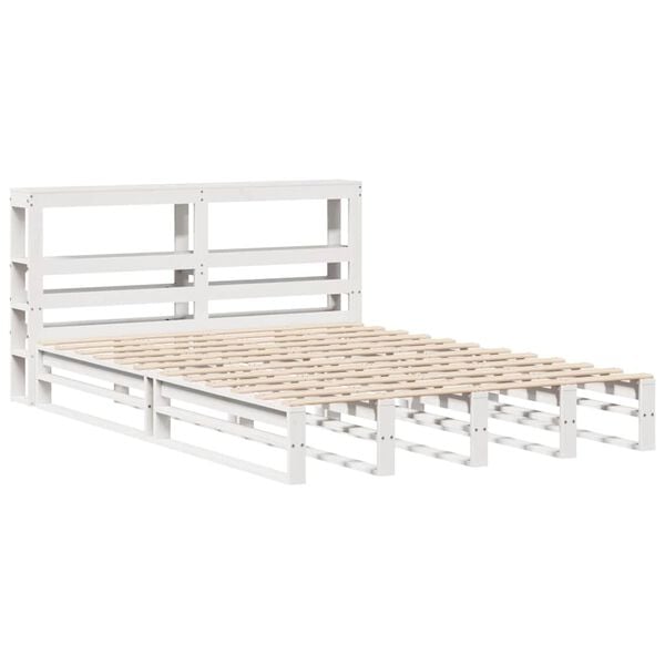 vidaXL Bedframe zonder matras massief grenenhout wit 135x190 cm