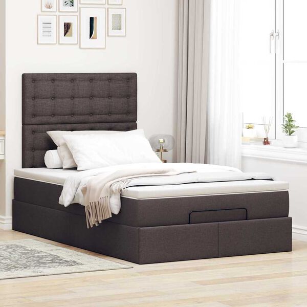 vidaXL Ottoman bed met matras 120x200cm stof donkerbruin