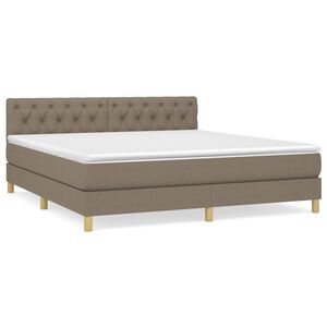 vidaXL Boxspring met matras stof taupe 160x200 cm