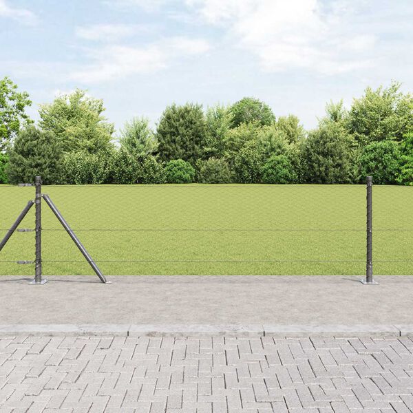 vidaXL Afrasteringspaal Grijs 50 x 0,6 m (25 mm gaas) Staal en PVC