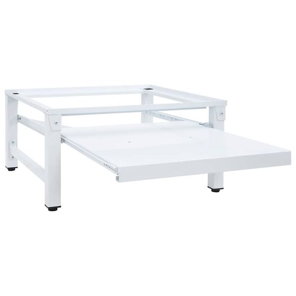 vidaXL Wasmachineverhoger met uittrekbaar schap wit