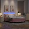 vidaXL LED Box Spring Bed met matras met LED Roze 140 x 200 cm Fluweel