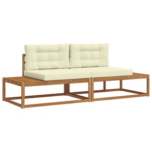 vidaXL Buiten bankenset met kussen 2 Stuk Natuurlijk en Cr&egrave;me