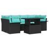 vidaXL Tuin Sofa Set met kussen 7 pcs Zwart Poly riet
