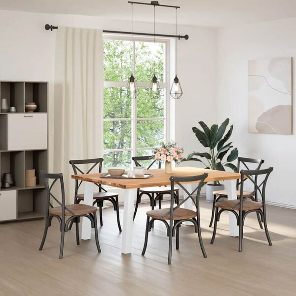 vidaXL Eettafel rechthoekig 180x120x74 cm massief eikenhout lichtbruin