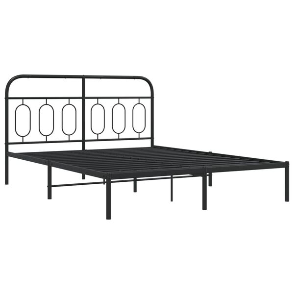 vidaXL Bedframe met hoofdbord metaal zwart 140x190 cm