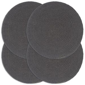 vidaXL Placemats 4 st rond 38 cm katoen effen donkergrijs