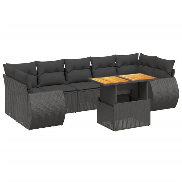 vidaXL 8-delige Loungeset met kussens poly rattan zwart