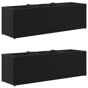 vidaXL Plantenbakken met 3 potten 2 st 105x30x32 cm poly rattan zwart