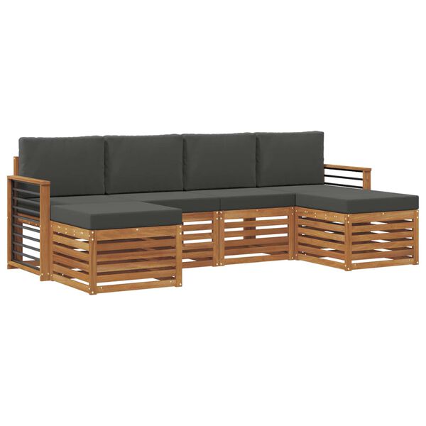 vidaXL Sofa-Sets 6 pcs Natuurlijk en Antraciet Massief Acaciahout