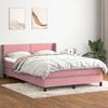 vidaXL Boxspring met matras fluweel roze 140x210 cm