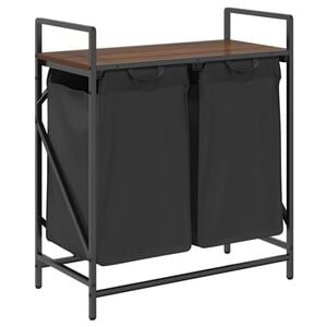 vidaXL Wasmand 2 vakken met plank bruin eikenkleurig