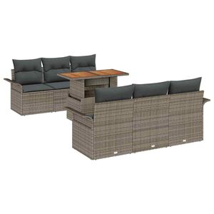 vidaXL Tuin Sofa Set 7 st Grijs Poly rattan en gepoedercoat staal