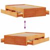 vidaXL Bedframe zonder matras met lades grenenhout wasbruin 135x190 cm