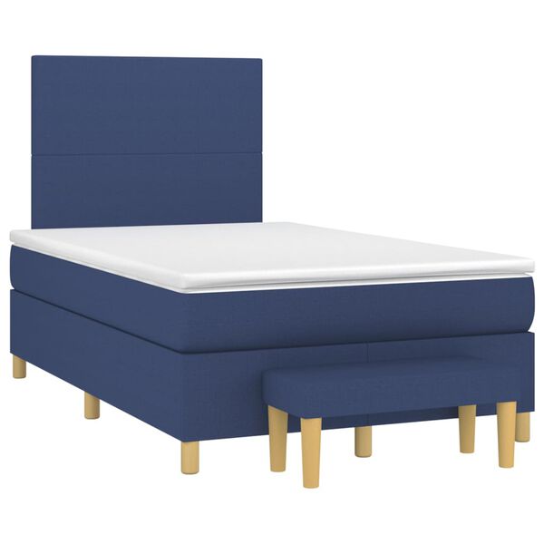vidaXL Boxspring met matras stof blauw 120x200 cm