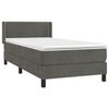 vidaXL Boxspring met matras fluweel donkergrijs 90x190 cm