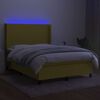 vidaXL Boxspring met matras en LED stof groen 140x190 cm