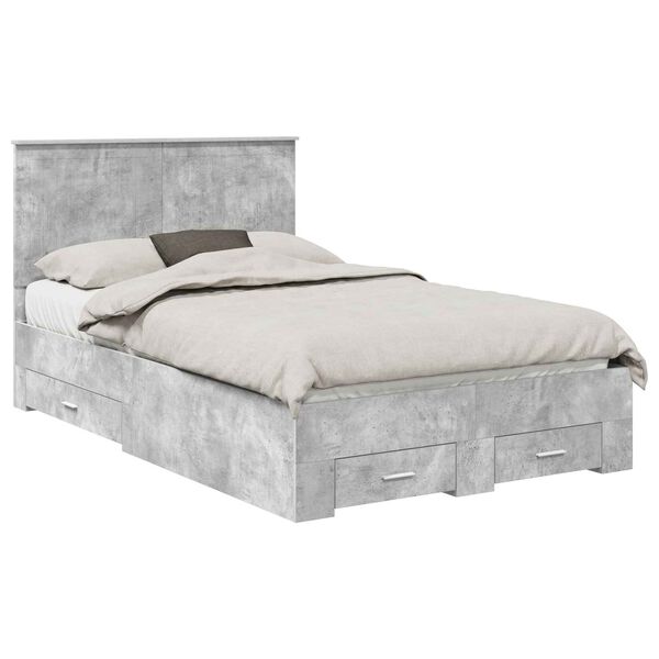 vidaXL Bedframe met hoofdeinde Beton Grijs 120 x 190 cm Bewerkt hout