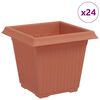 vidaXL Vierkante Bloempot 24 st Baksteenrood 16 x 16 x 14 cm Kunststof