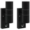 vidaXL Buiten Wandlamp 2 pcs Zwart 7 x 10 x 22 cm RVS en Glas