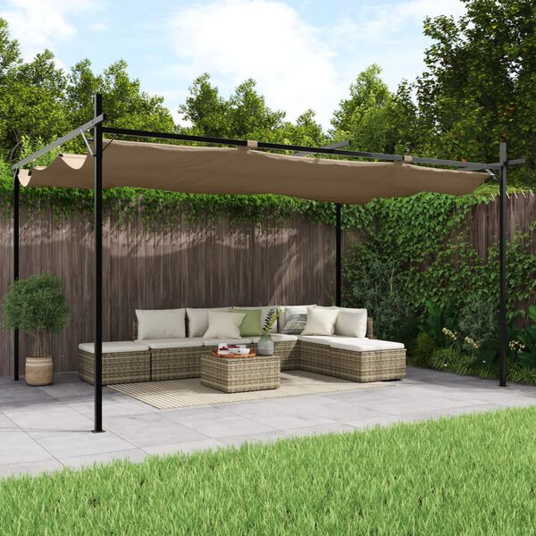 vidaXL Pergola met uitschuifbaar dak 395x292x230 taupe