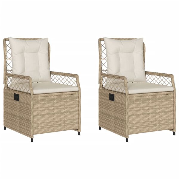 vidaXL Tuinstoelen 2 st verstelbaar poly rattan beige