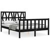 vidaXL Bedframe met hoofdbord massief hout zwart 140x190 cm