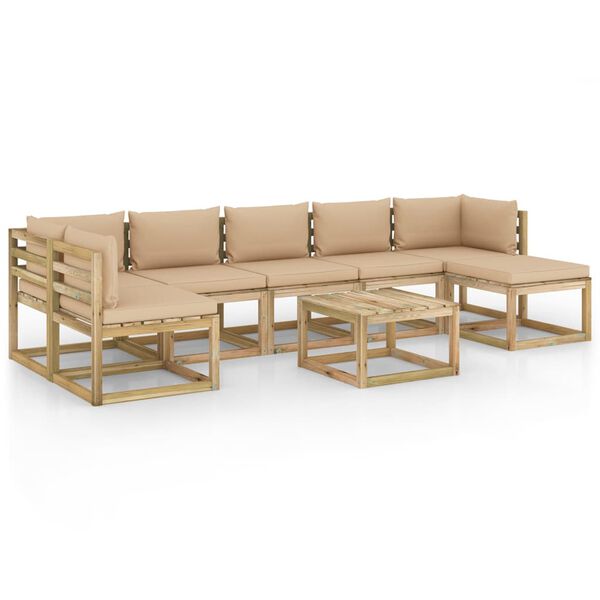 vidaXL 8-delige Loungeset met kussens ge&iuml;mpregneerd grenenhout