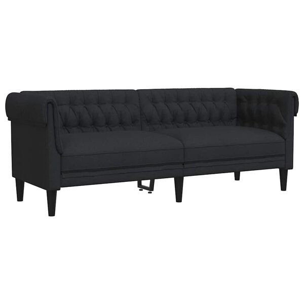 vidaXL Driezitsbank Chesterfield-stijl stof zwart