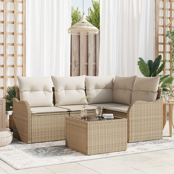 vidaXL Tuin Sofa Set met opslag 5 pcs Bruin poly rattan