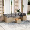 vidaXL 8-delige Loungeset met kussens poly rattan beige