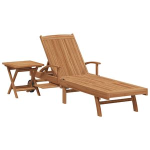 vidaXL Ligbed met kussen 1-persoon 2 pcs Bruin Massief Teakhout