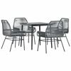 vidaXL 5-delige Tuinset met kussens poly rattan glas grijs