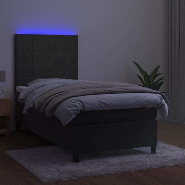 vidaXL Boxspring met matras en LED fluweel donkergrijs 80x200 cm
