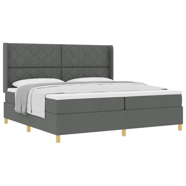 vidaXL Boxspringbed met matras Donkergrijs 200 x 200 cm Stof