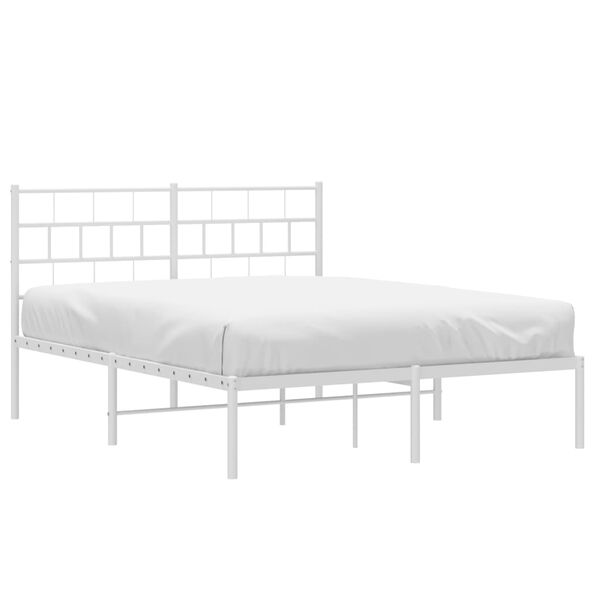 vidaXL Bedframe met hoofdbord metaal wit 140x200 cm