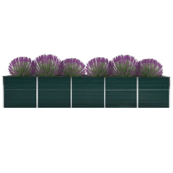 vidaXL Plantenbak verhoogd 400x80x77 cm gegalvaniseerd staal groen