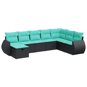 vidaXL 8-delige Loungeset met kussens poly rattan zwart