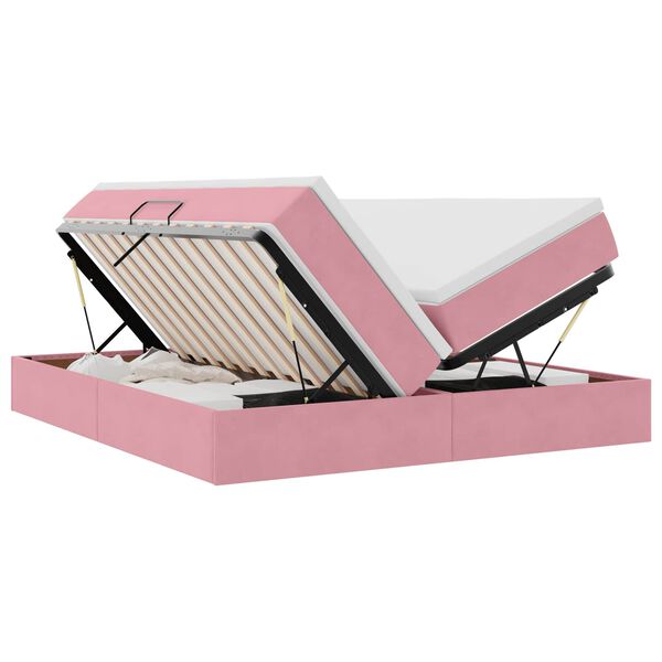 vidaXL Opbergbed met matras met matras Roze 180 x 200 cm Fluweel
