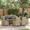 vidaXL Tuin eettafelset 7 pcs Beige en Licht Grijs poly rattan