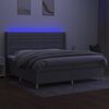 vidaXL Boxspring met matras en LED stof lichtgrijs 200x200 cm