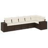 vidaXL 6-delige Loungeset met kussens poly rattan bruin