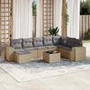 vidaXL 9-delige Loungeset met kussens poly rattan beige