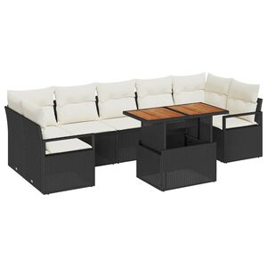 vidaXL Tuin Sofa Set met kussen 8 pcs Zwart en Cr&egrave;me
