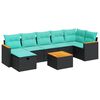 vidaXL 8-delige Loungeset met kussens poly rattan zwart