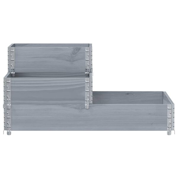 vidaXL Verhoogde plantenbak 3-laags 120x80 cm massief grenenhout grijs