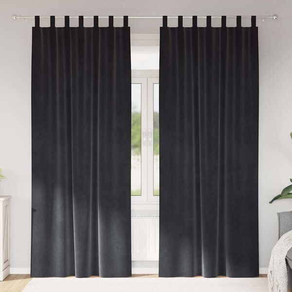 vidaXL Verduisterende gordijnen 2 pcs Donkergrijs 140 x 245 cm Fluweel